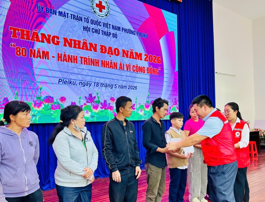 Pleiku huy động trên 380 triệu đồng triển khai các hoạt động Tháng Nhân đạo 2026