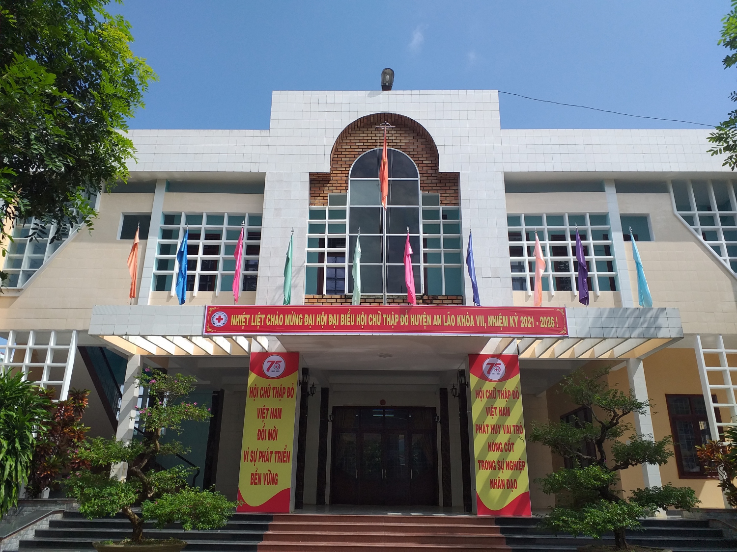 Hội Trường UBND huyện An Lão - Điểm cầu trung tâm tổ chức Đại hội trực tuyến Hội CTĐ huyện An Lão