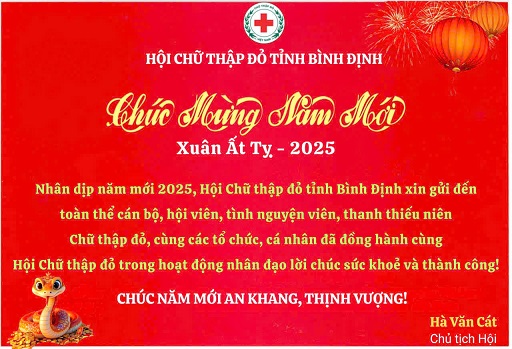 Chúc mừng năm mới 2025 - Hội Chữ thập đỏ tỉnh Bình Định
