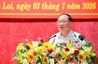 Bí thư Tỉnh ủy Thái Đại Ngọc phát biểu chỉ đạo tại hội nghị. Ảnh: Đức Thụy