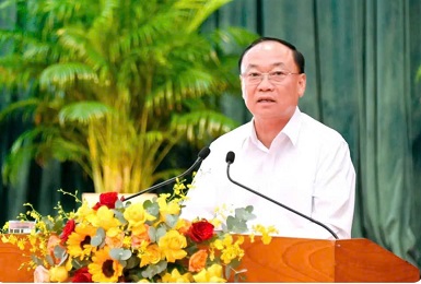 Bí thư Tỉnh ủy Thái Đại Ngọc phát biểu chỉ đạo tại hội nghị. Ảnh: Đức Thụy